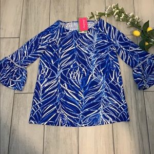 Lilly Pulitzer XXS  blue leaf print blouse